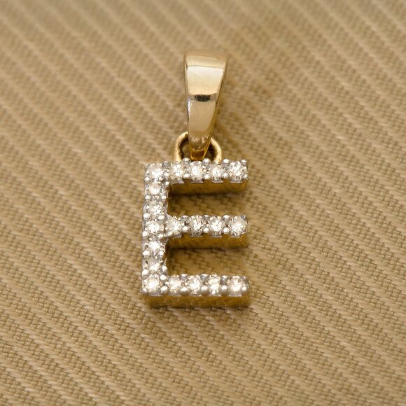 Real Natural Ethically Sourced Earth Diamond Gold Initial E Pendant Stamped 10K - Picture 1 of 4
